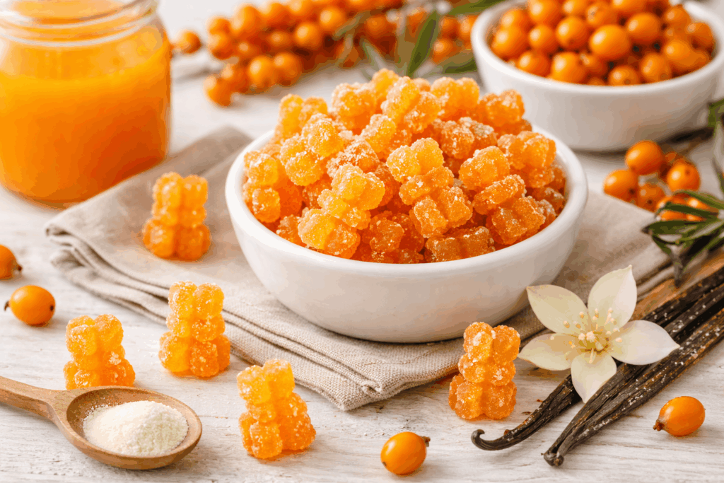 Sanddorn Vanille Gummibärchen mit Gelatine