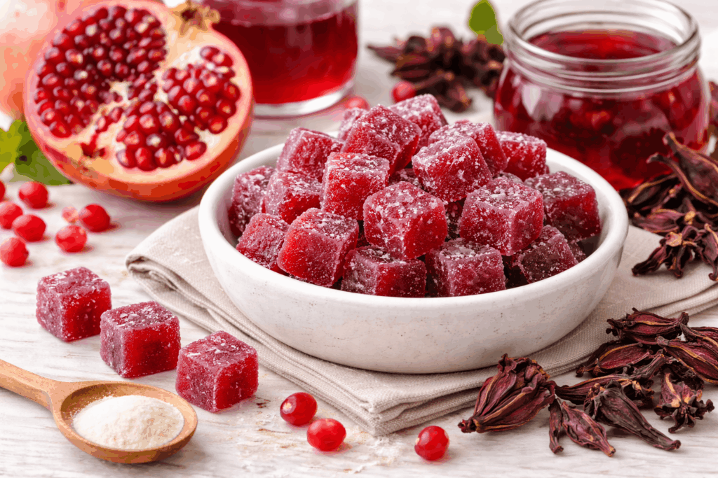 Hibiskus Granatapfel Gummis mit Apfelpektin, vegan