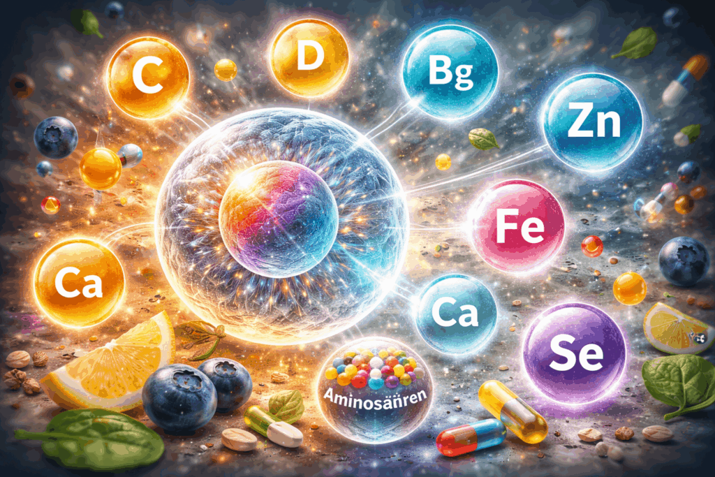 Leuchtende Zelle im Nährstoffmeer